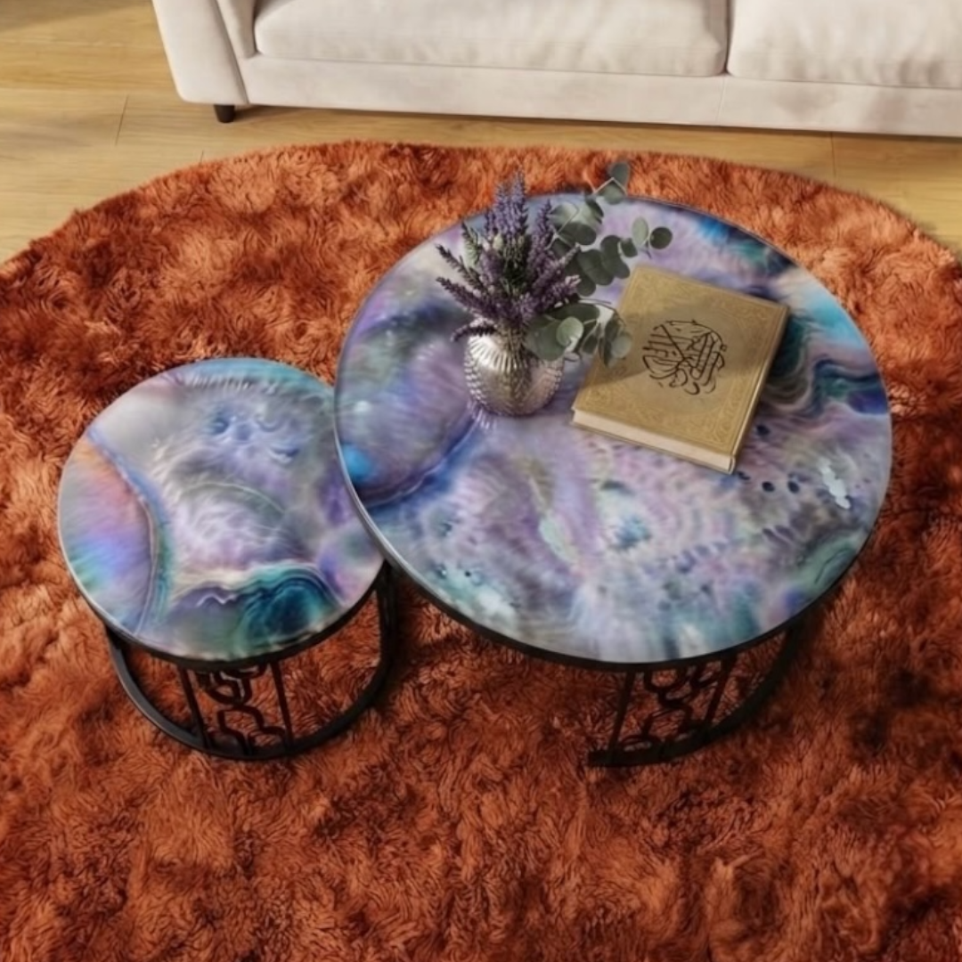 2-Piece Marble Center Table Set (70 cm & 50 cm)