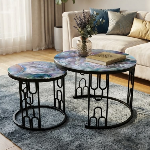 2-Piece Marble Center Table Set (70 cm & 50 cm)