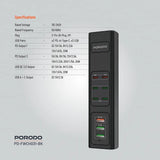 Porodo 85W X6 PD X3 USB Fast Charging Strip UK (2m Wire) - Black