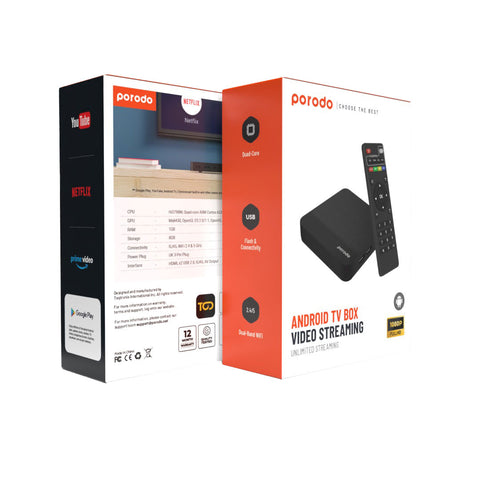 Porodo Android TV Box Video Streaming Unlimited Streaming