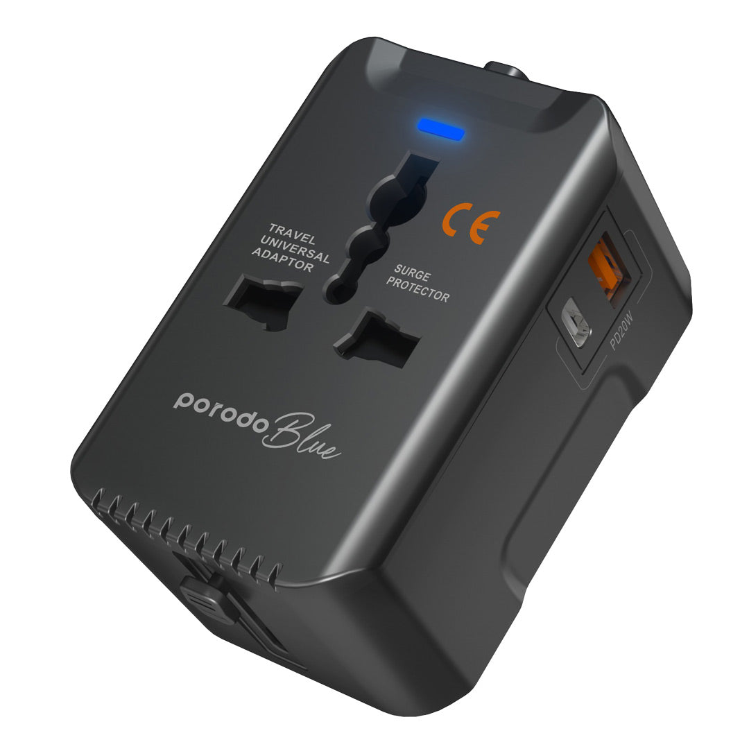 Porodo Blue PD 20W Travel Adapter - Black