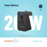 Porodo Blue PD 20W Travel Adapter - Black