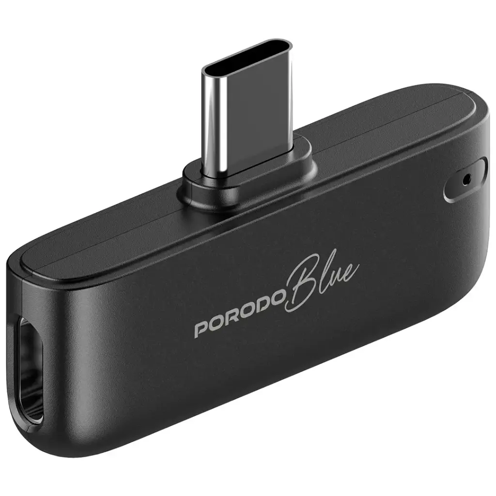 Porodo Blue Professionall Dual Wireless Microphone with Advanced Noise Cancellation-Black