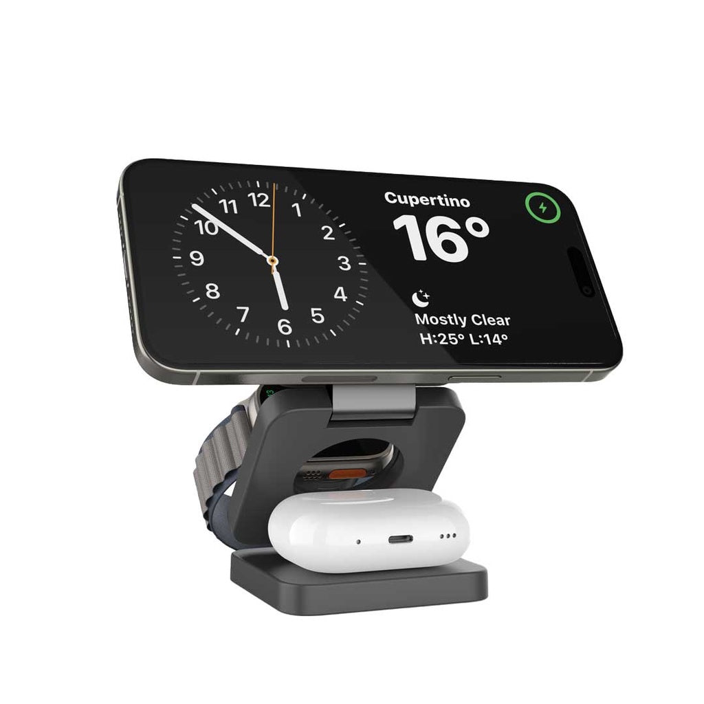 Porodo Multi-Device Wireless Charger Sleek, Lightweight And Travel-Friendly - Black