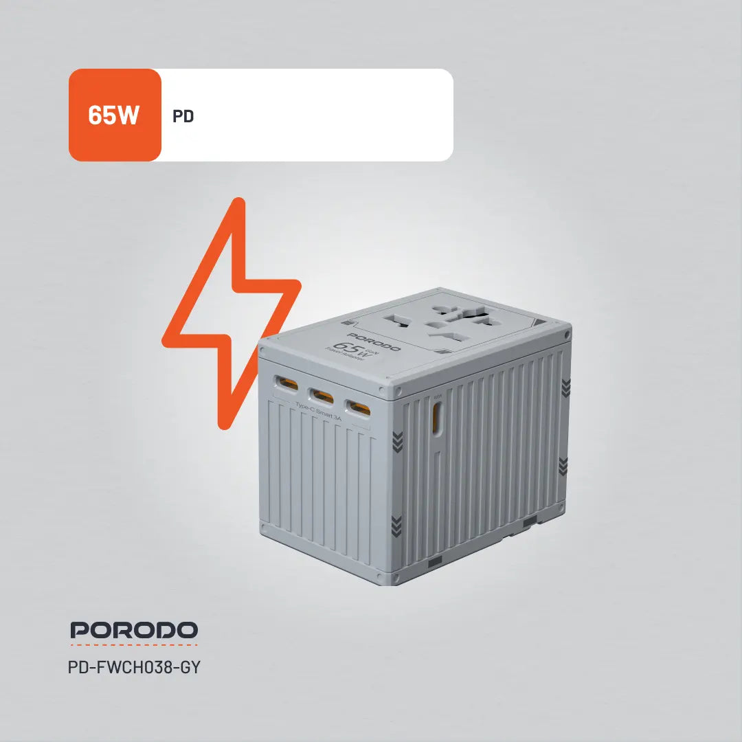 Porodo FWC038 Gan 5-Port Travel Block Universal Charger