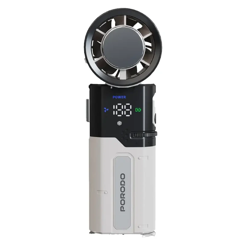 Porodo Lifestyle Chillo Plus Rechargeable Ice Cooling Fan-White