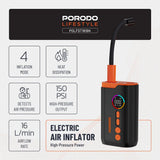 Porodo Lifestyle 55W Portable Tire Inflator 150 PSI with 4 Modes and Digital Display - Black