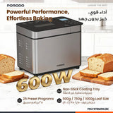 Porodo Lifestyle Khabaz Stainless Steel Automated Bread Maker with 25 Preset Programs - Black