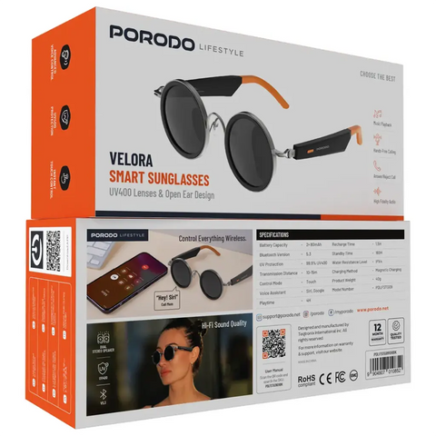 Porodo Lifestyle AI Bluetooth Smart Glass-Orange & Black