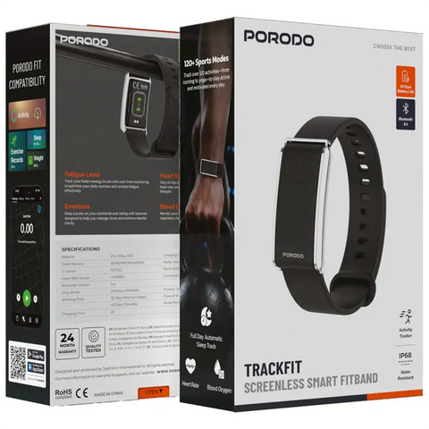 Porodo TrackFit Screenless Smart Fitness Band - Black