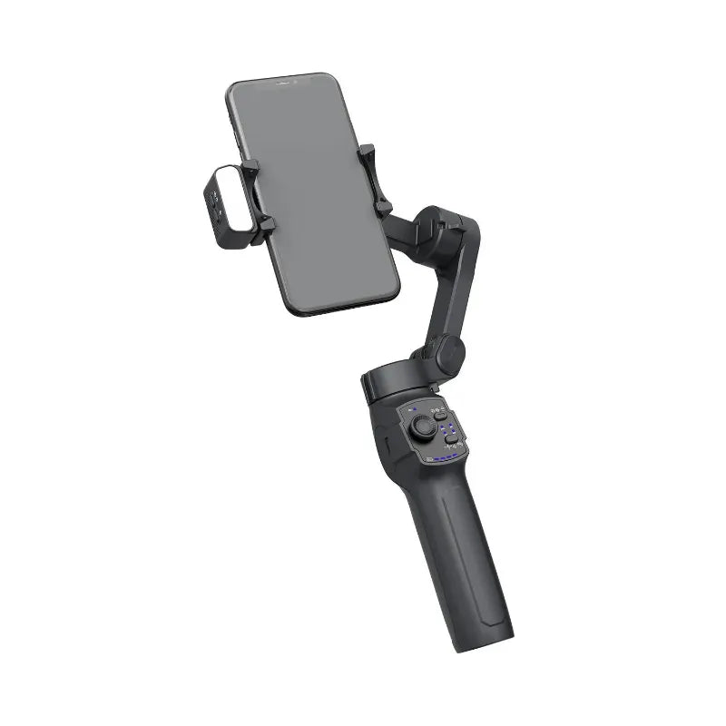 Porodo 3-Axis Gimbal Stabilizer with Magnetic Fill Light, Smart Tracking & 3600mAh - Black