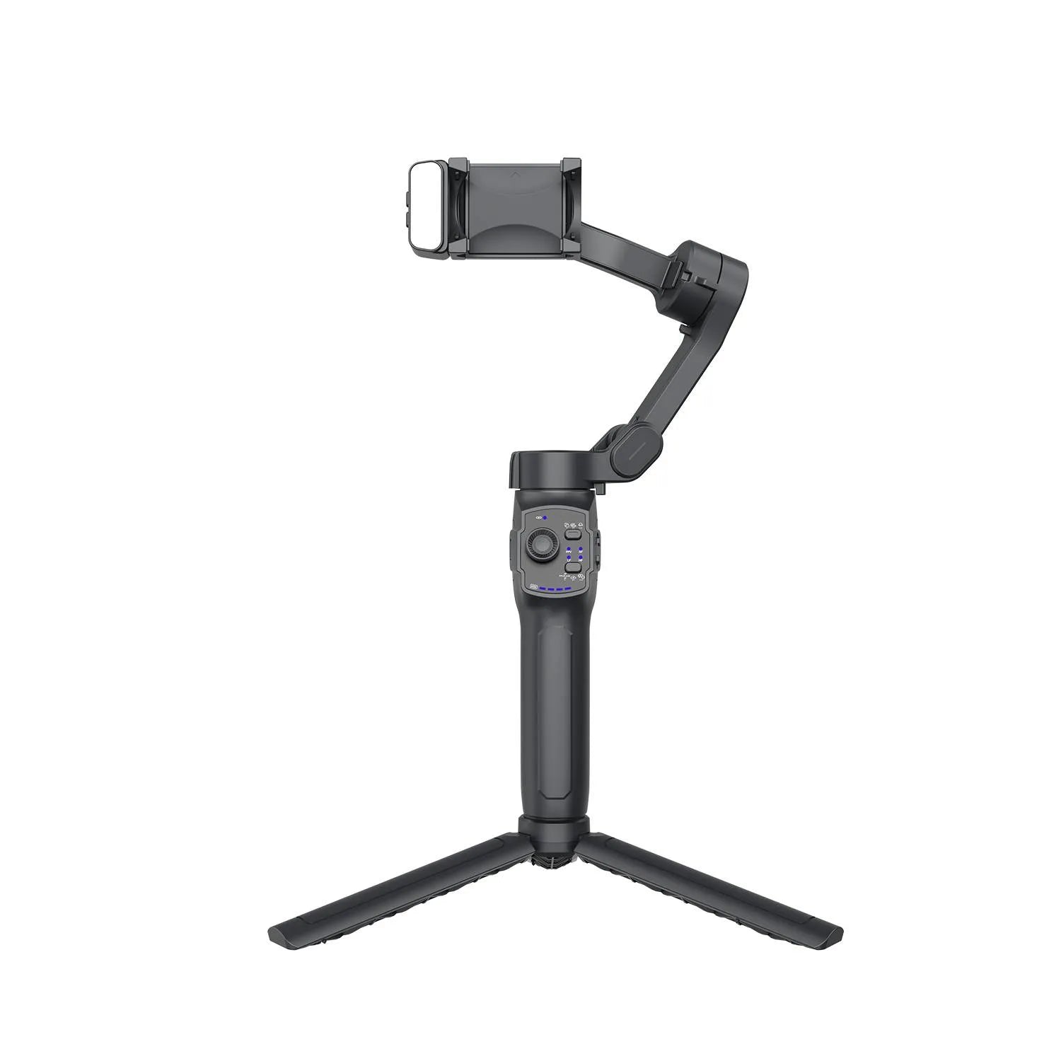 Porodo 3-Axis Gimbal Stabilizer with Magnetic Fill Light, Smart Tracking & 3600mAh - Black