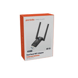 Porodo Dual Band WiFi Adapter with External Antenna, USB 3.0 & 1800Mbps - Black