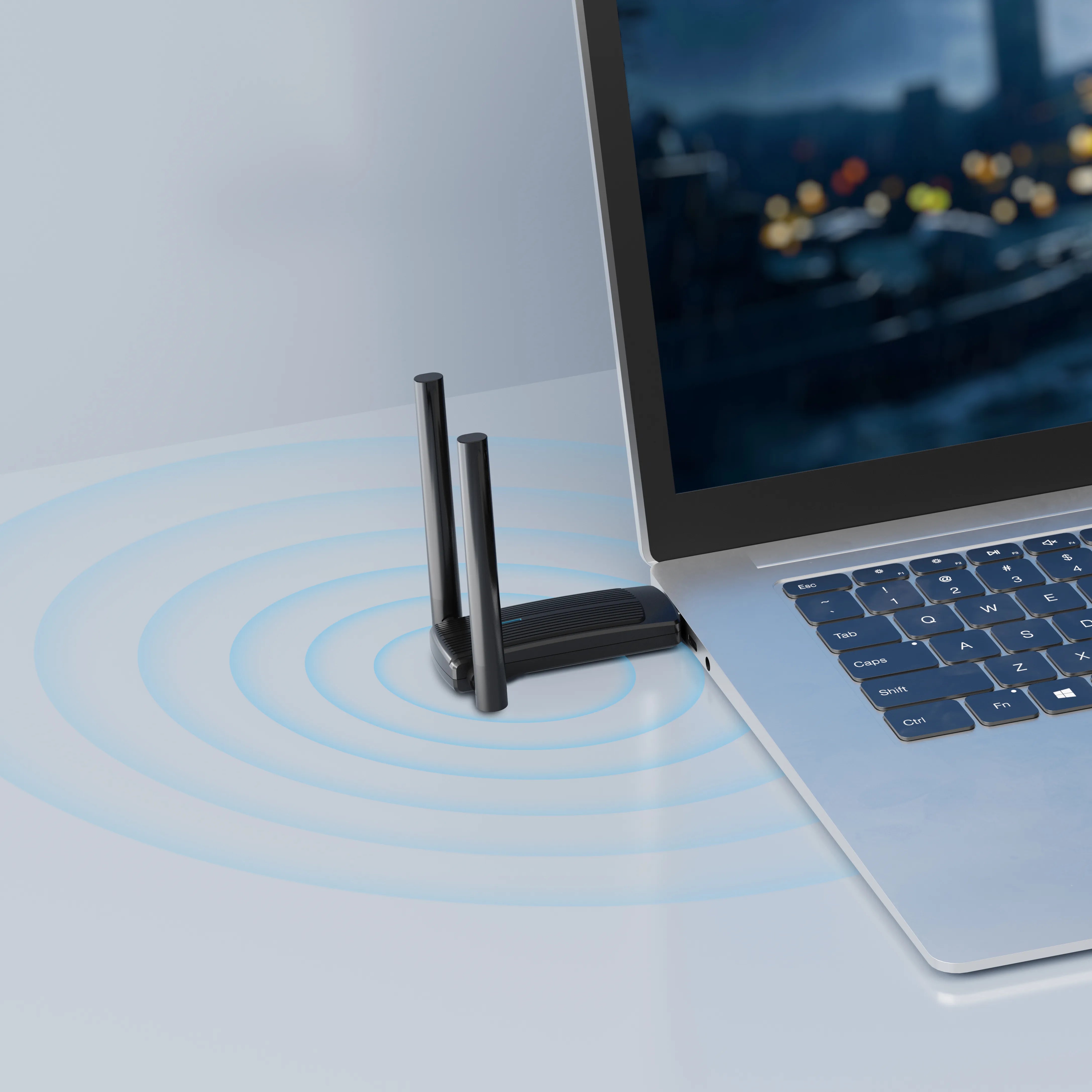 Porodo Dual Band WiFi Adapter with External Antenna, USB 3.0 & 1800Mbps - Black