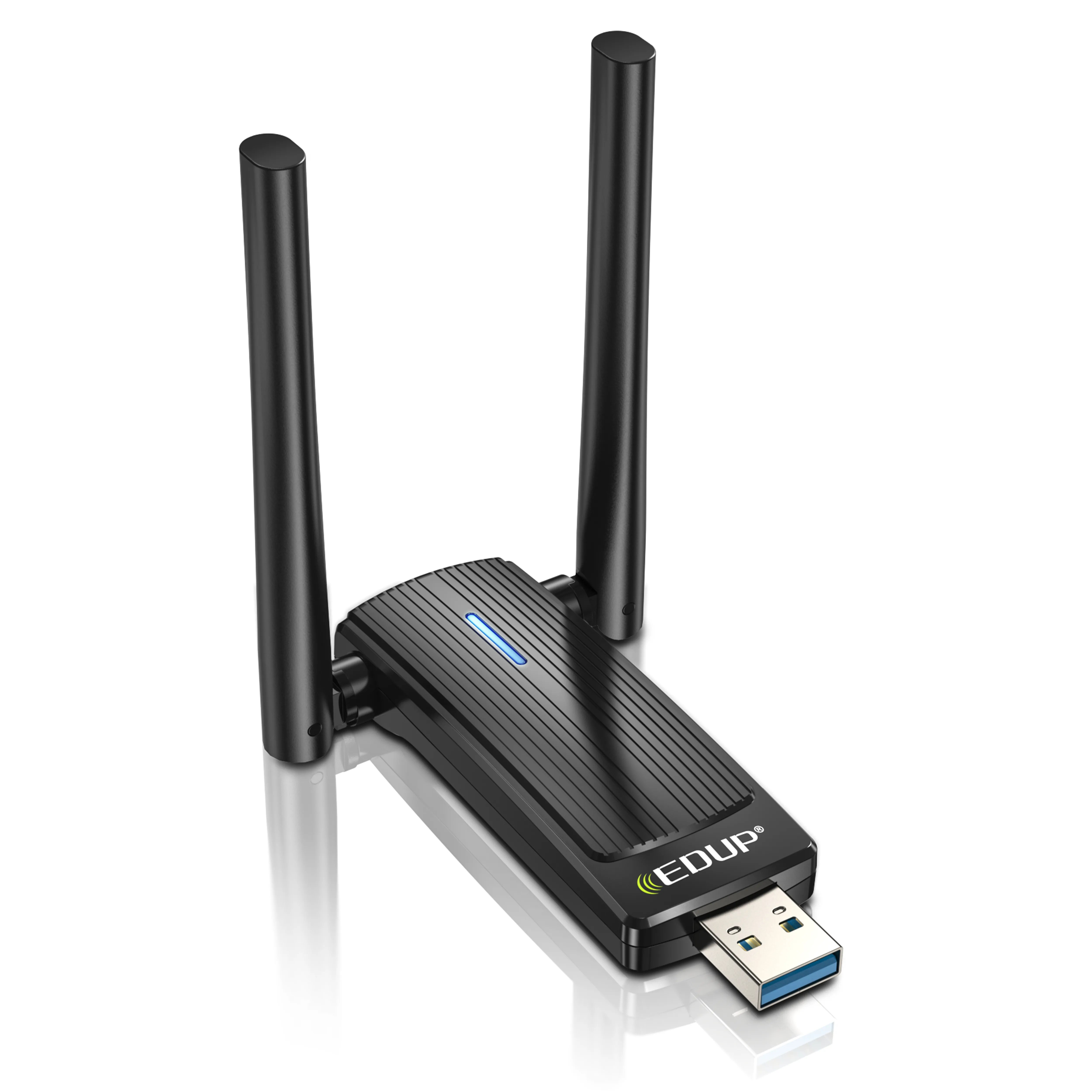 Porodo Dual Band WiFi Adapter with External Antenna, USB 3.0 & 1800Mbps - Black