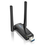 Porodo Dual Band WiFi Adapter with External Antenna, USB 3.0 & 1800Mbps - Black