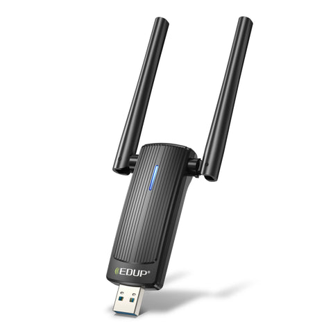 Porodo Dual Band WiFi Adapter with External Antenna, USB 3.0 & 1800Mbps - Black