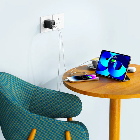 Porodo GaN 25W Dual-Port (USB-C PD + USB-A) Wall Charger – Black