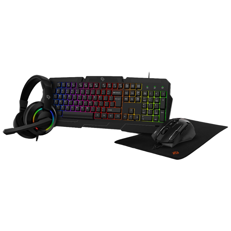 Porodo, Gaming 4 in 1 Combo with Keyboard, Headphone, Mouse and Mouse Pad