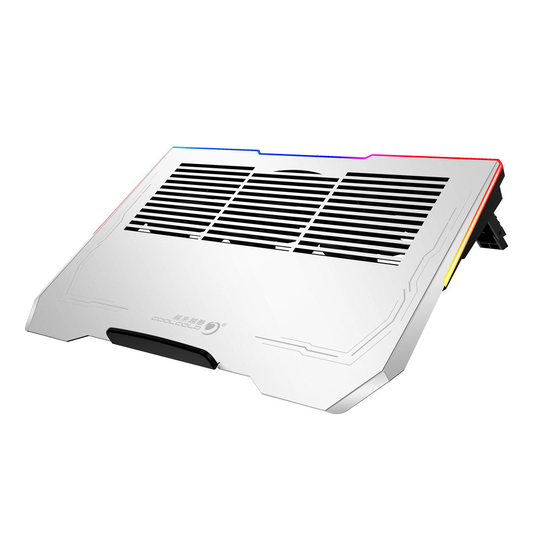 Porodo Gaming Aluminum RGB Laptop Cooling Fan - Silver