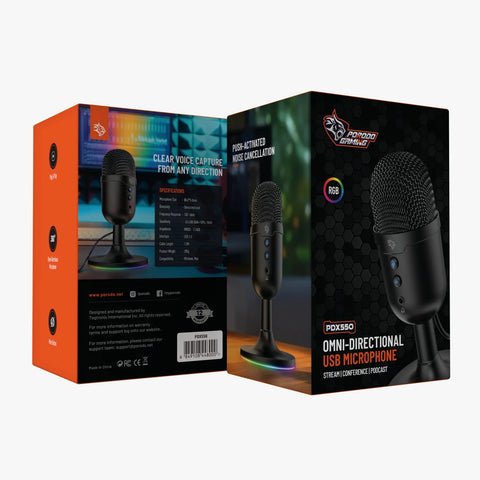 Porodo Gaming Omni-Directional USB Microphone - Black