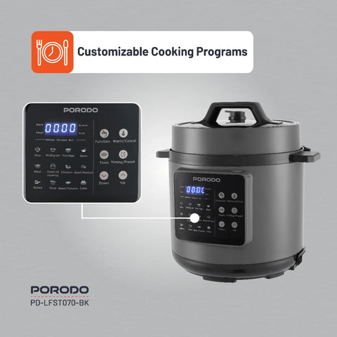Porodo Lifestyle 1300W Multi-Cuisine Pressure Cooker, 6L – Black