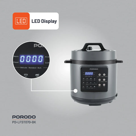 Porodo Lifestyle 1300W Multi-Cuisine Pressure Cooker, 6L – Black
