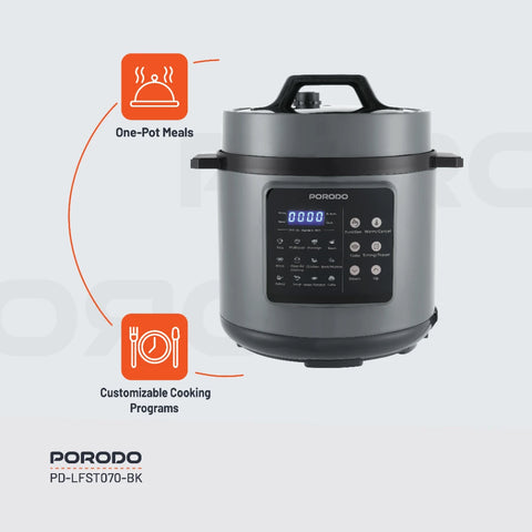 Porodo Lifestyle 1300W Multi-Cuisine Pressure Cooker, 6L – Black