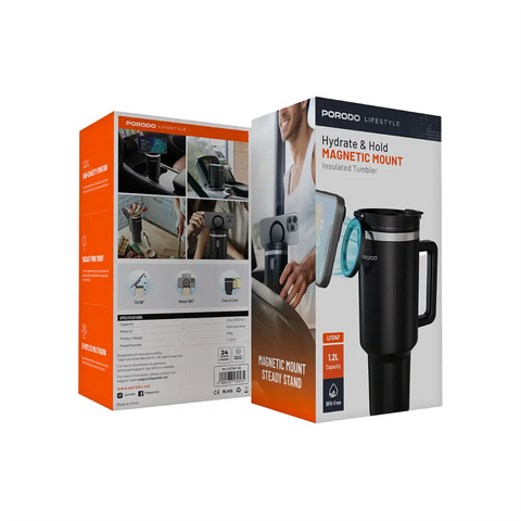 Porodo, Lifestyle Hydrate & Hold Magnetic Mount 40oz Insulated Tumbler
