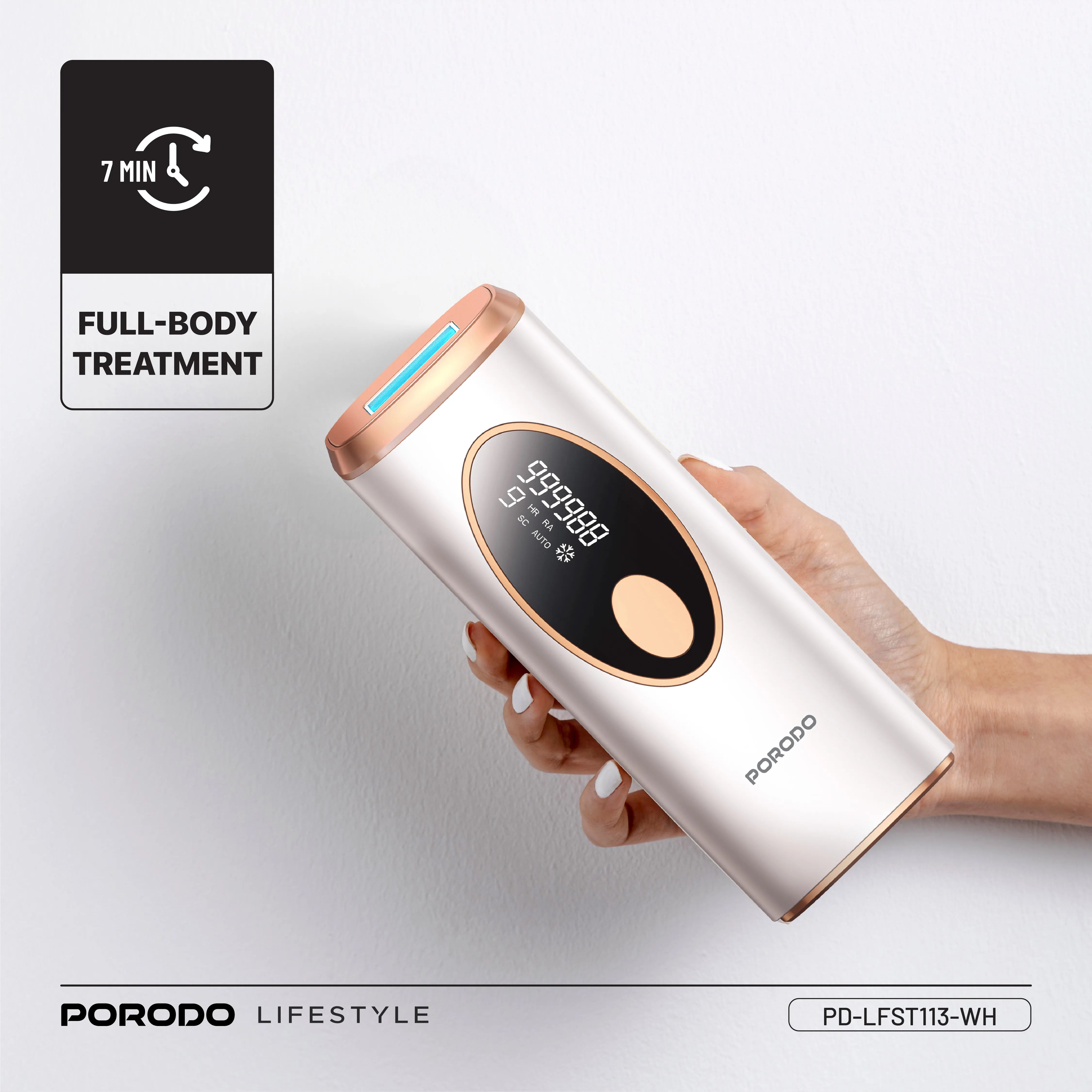 Porodo Lifestyle IPL Hair Removal Device with 9 Energy Levels & Cooling Technology - White