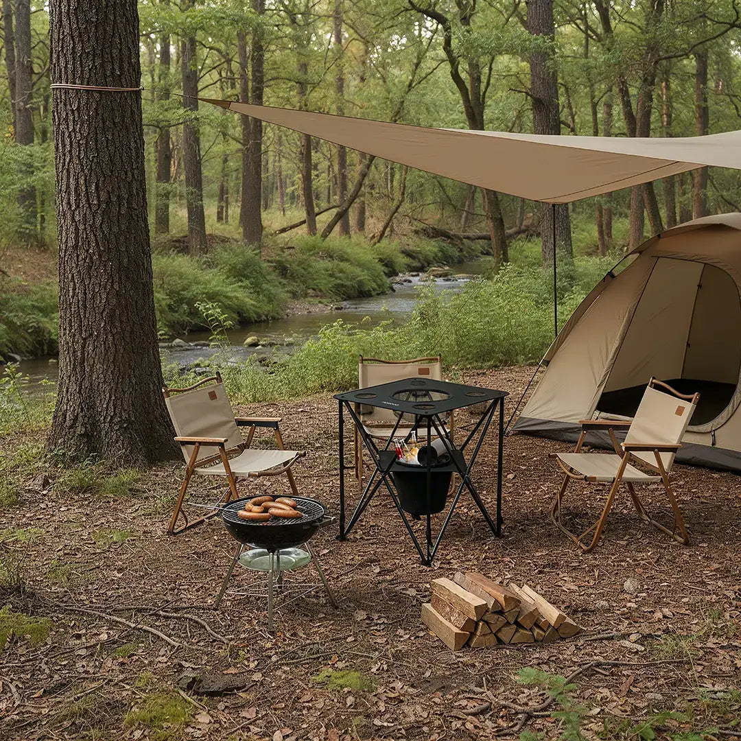 بورودو، طاولة تخييم قابلة للطي للاستخدام الخارجي – أسود