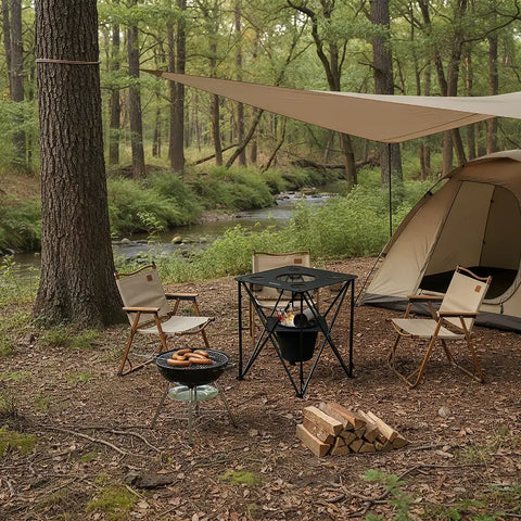 بورودو، طاولة تخييم قابلة للطي للاستخدام الخارجي – أسود