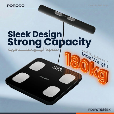 Porodo Lifestyle Precise Analysis Smart Scale - Black