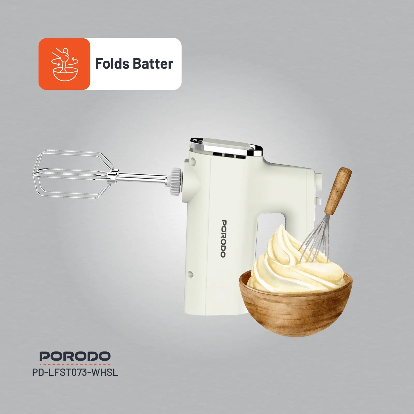 Porodo Lifestyle Spill-Proof Dual Mode Mixer - White/Silver