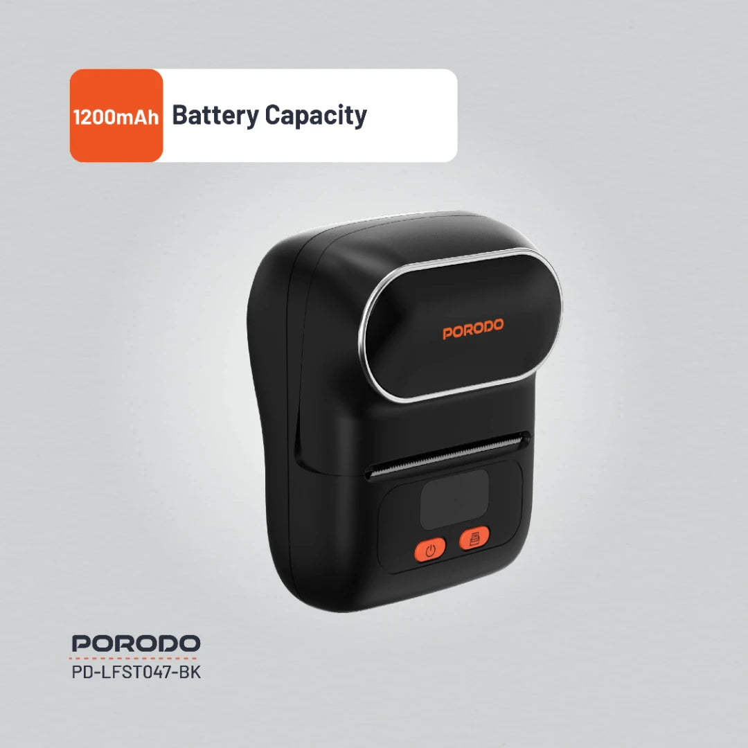 Porodo Lifestyle Super HD Thermal Printer 203DPI – Portable Inkless Label & Receipt Printer with Type-C Charging