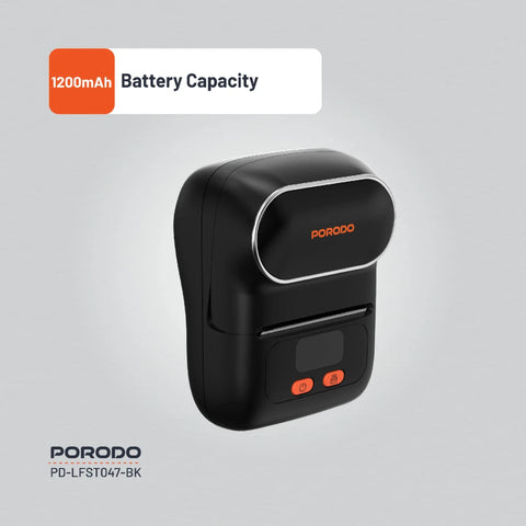 Porodo Lifestyle Super HD Thermal Printer 203DPI – Portable Inkless Label & Receipt Printer with Type-C Charging