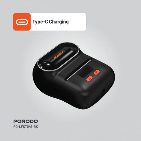 Porodo Lifestyle Super HD Thermal Printer 203DPI – Portable Inkless Label & Receipt Printer with Type-C Charging