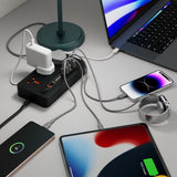 Porodo Multi-Port Power Hub with 3 AC Outlets, USB-C PD 20W, USB-A QC & 24H Timer - 2M