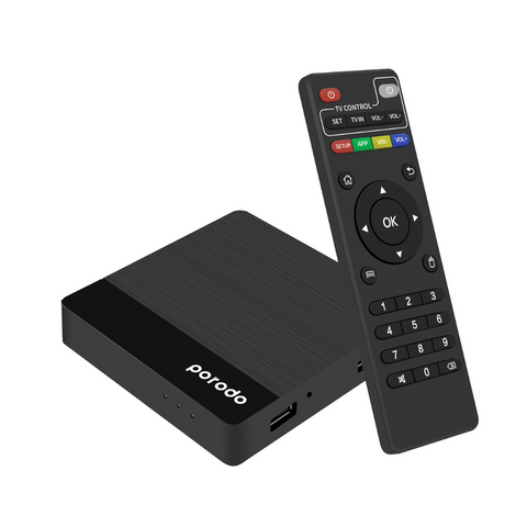 Porodo PD-ATVBTD-BK, Android TV Box Video Streaming Unlimited Streaming - Black