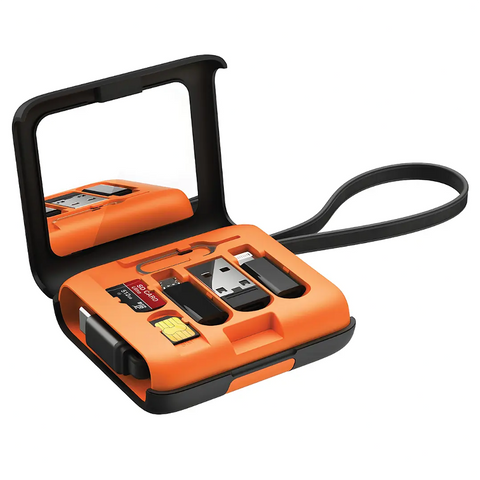 Porodo PDS0013OG, Multi-Functional Travel Data Cable Set - Orange