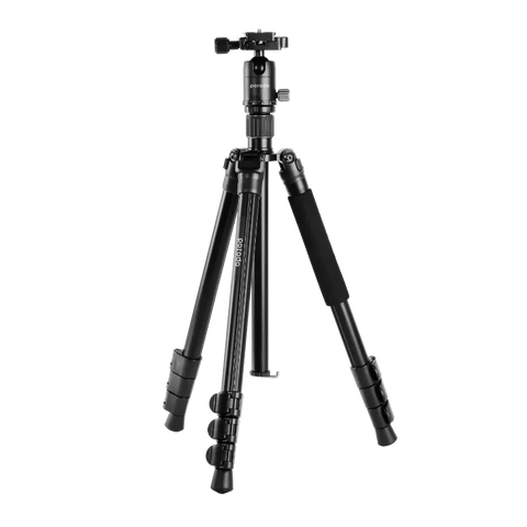 Porodo Professional Aluminum Tripod 155cm with 12Kg Max Load & Telescopic Design - Black
