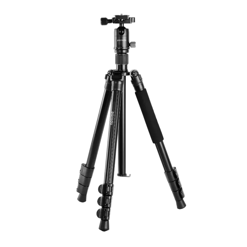 Porodo Professional Aluminum Tripod 155cm with 12Kg Max Load & Telescopic Design - Black