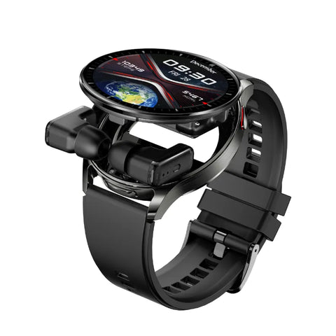 Porodo Pulse Smartwatch with Earbuds, IPS Display, Bluetooth Calling & IP67 - Black