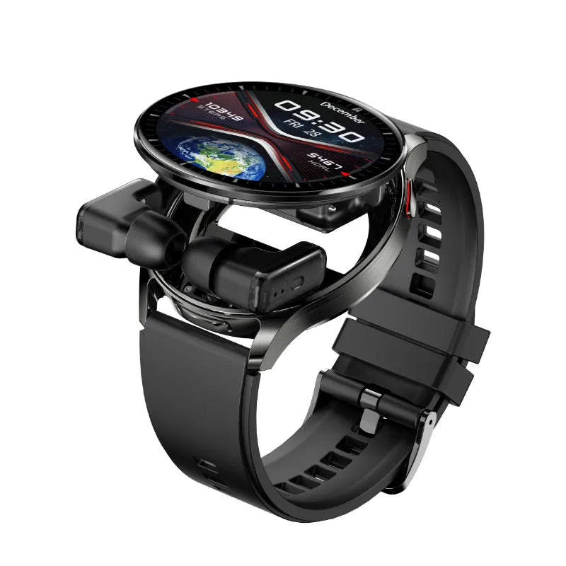Porodo Pulse Smartwatch with Earbuds, IPS Display, Bluetooth Calling & IP67 - Black