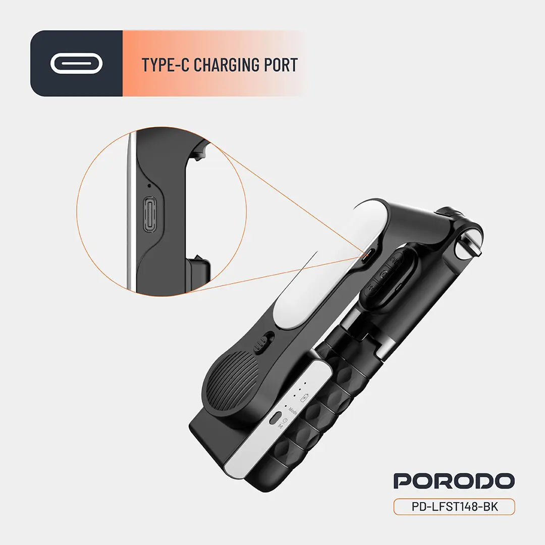 Porodo PD-LFST148-BK, QuadBase Gimbal Stabilizer - Black