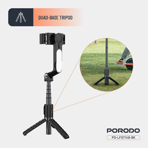 Porodo PD-LFST148-BK, QuadBase Gimbal Stabilizer - Black