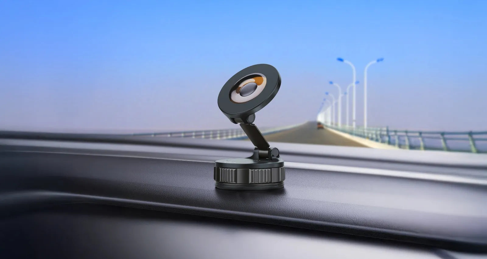 Porodo Rotarex MagSafe Car Mount with Powerful Suction Base, 360° Rotation & N52 Magnets - Black