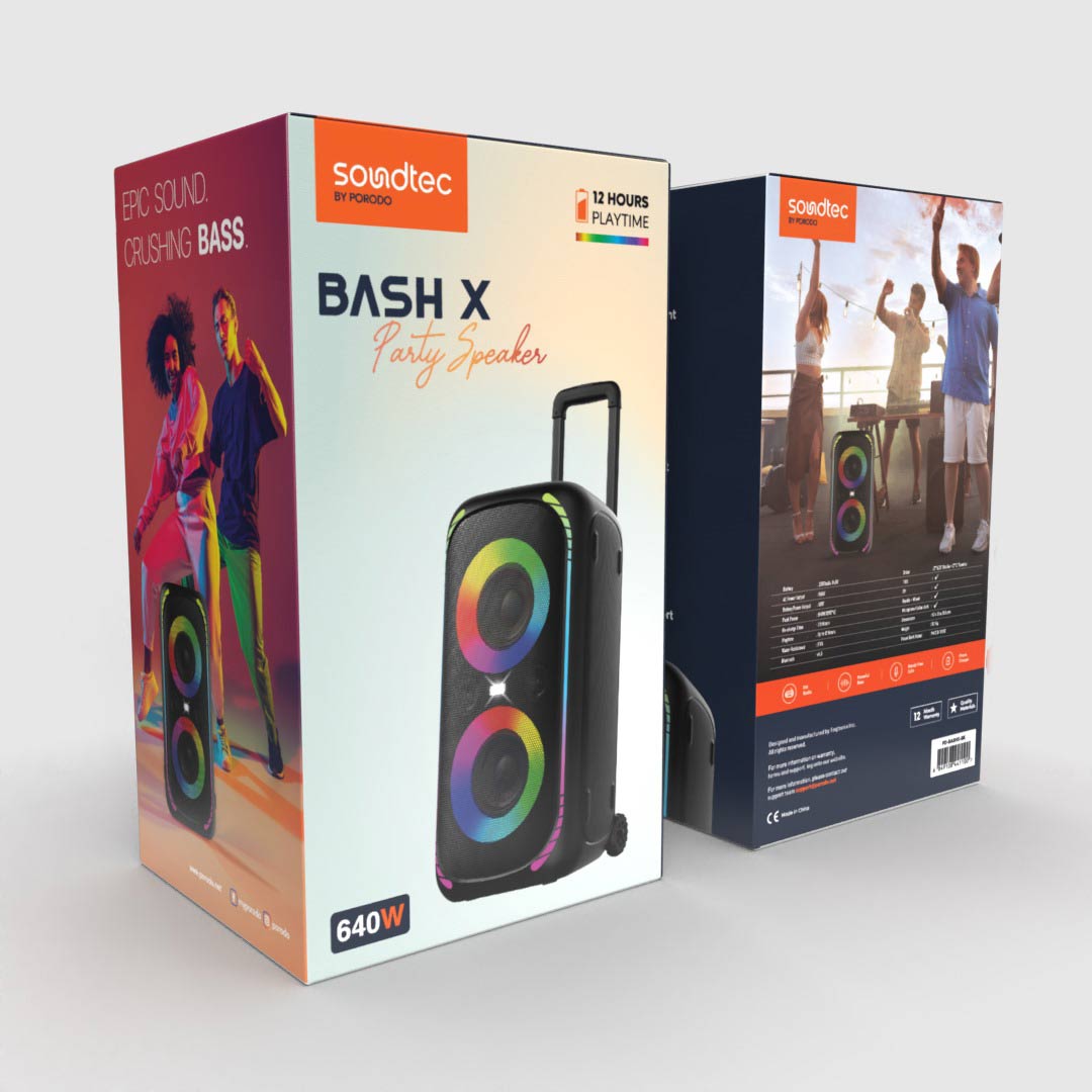 بورودو PD-BASHX-BK، ساوندتك مكبر صوت حفلات 640 واط مع عربة - أسود