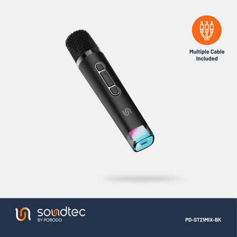 Porodo Soundtec Audiolink Audio Mixer & Speaker with Wireless Mic - Black