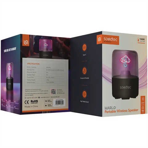 Porodo PDSTCQL2030BK, Soundtec Marlo Portable Wireless Speaker - Black